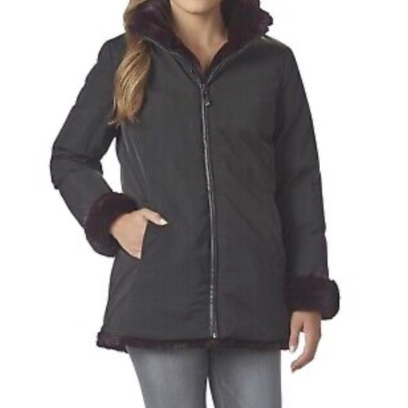 Via Spiga reversible faux fur coat- NWOT SIZE M - Picture 6 of 9